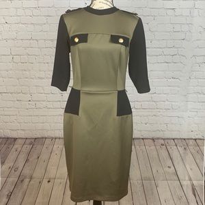 Army Green and Black Slim fit dress